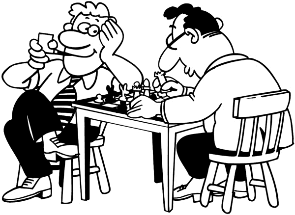 Two men chess players vinyl sticker. Customize on line. Games 044-0205